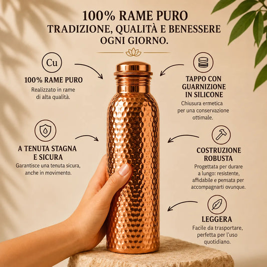 Borraccia in Rame Puro 99,9%: idratazione naturale, senza plastica
