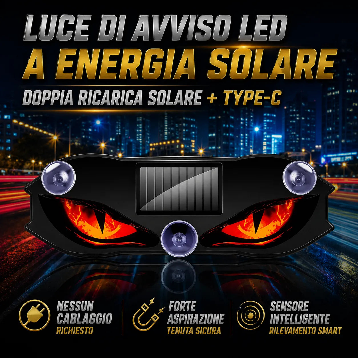 Luce LED Auto Solare Antiurto: visibilità notturna, senza pensieri sulla batteria