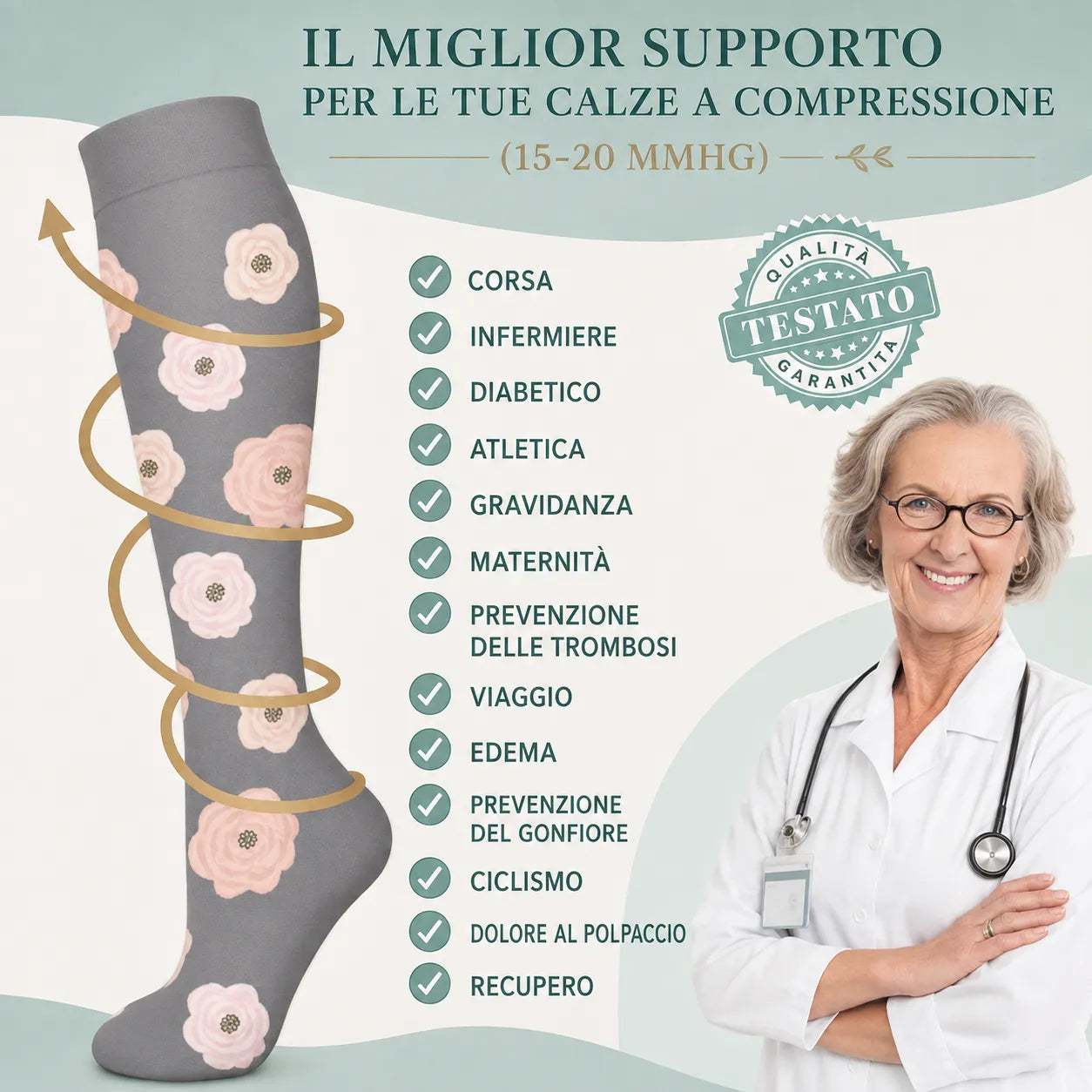 Calzini a Compressione per Polpaccio, 6 pz: sollievo per le gambe, sport e vita quotidiana