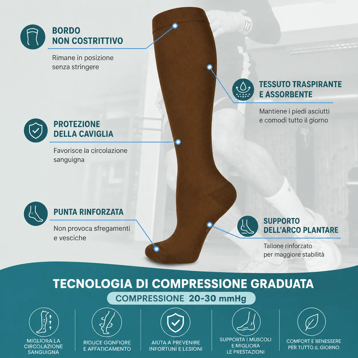 Calzini a Compressione per Polpaccio, 6 pz: sollievo per le gambe, sport e vita quotidiana