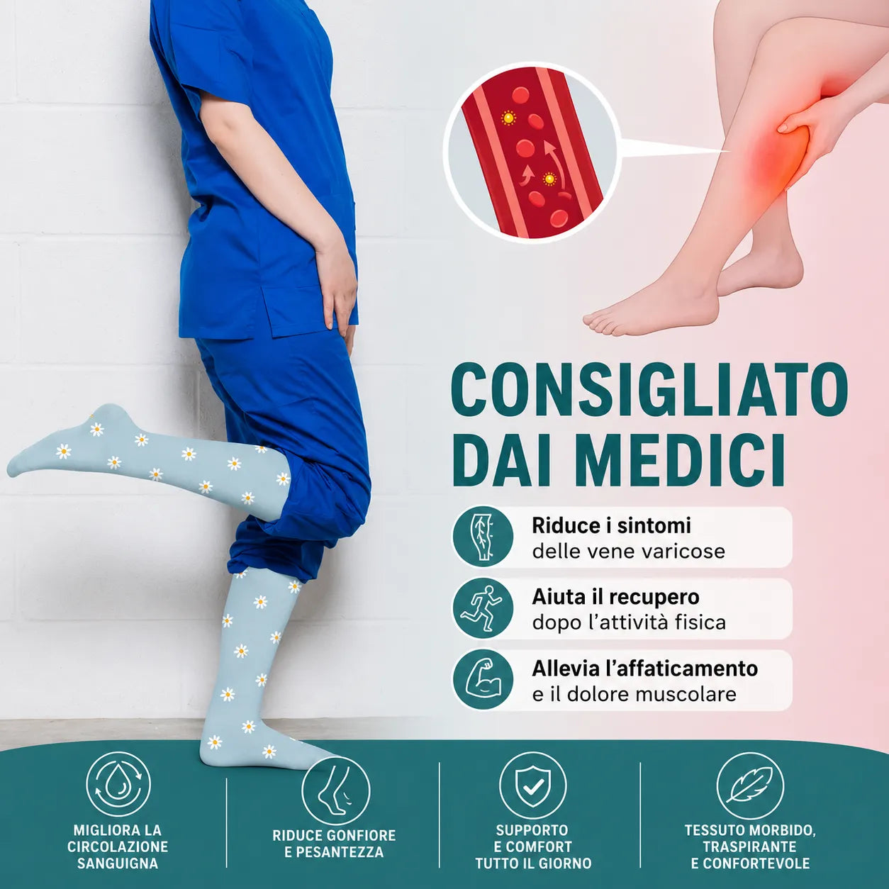 Calzini a Compressione per Polpaccio, 6 pz: sollievo per le gambe, sport e vita quotidiana