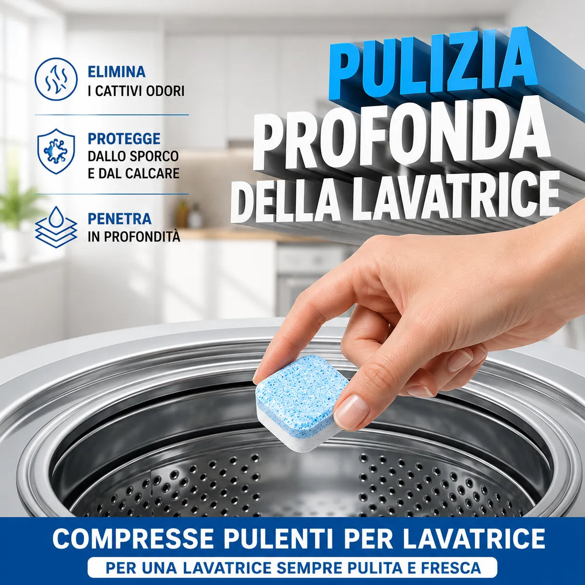 Pastiglie Effervescenti Pulizia Lavatrice: sporco e odori spariscono in un ciclo