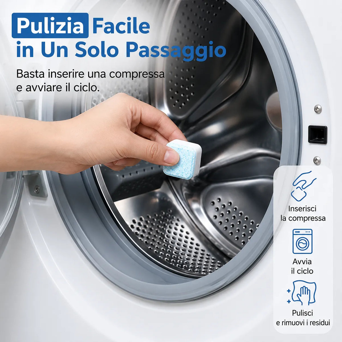 Pastiglie Effervescenti Pulizia Lavatrice: sporco e odori spariscono in un ciclo