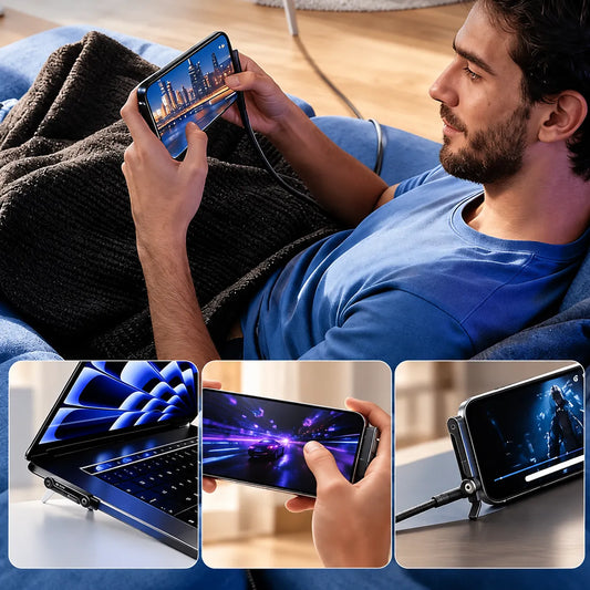 Cavo USB-C 240W con Supporto Pieghevole: ricarica veloce, mani libere per guardare