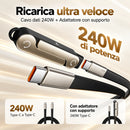Cavo USB-C 240W con Supporto Pieghevole: ricarica veloce, mani libere per guardare
