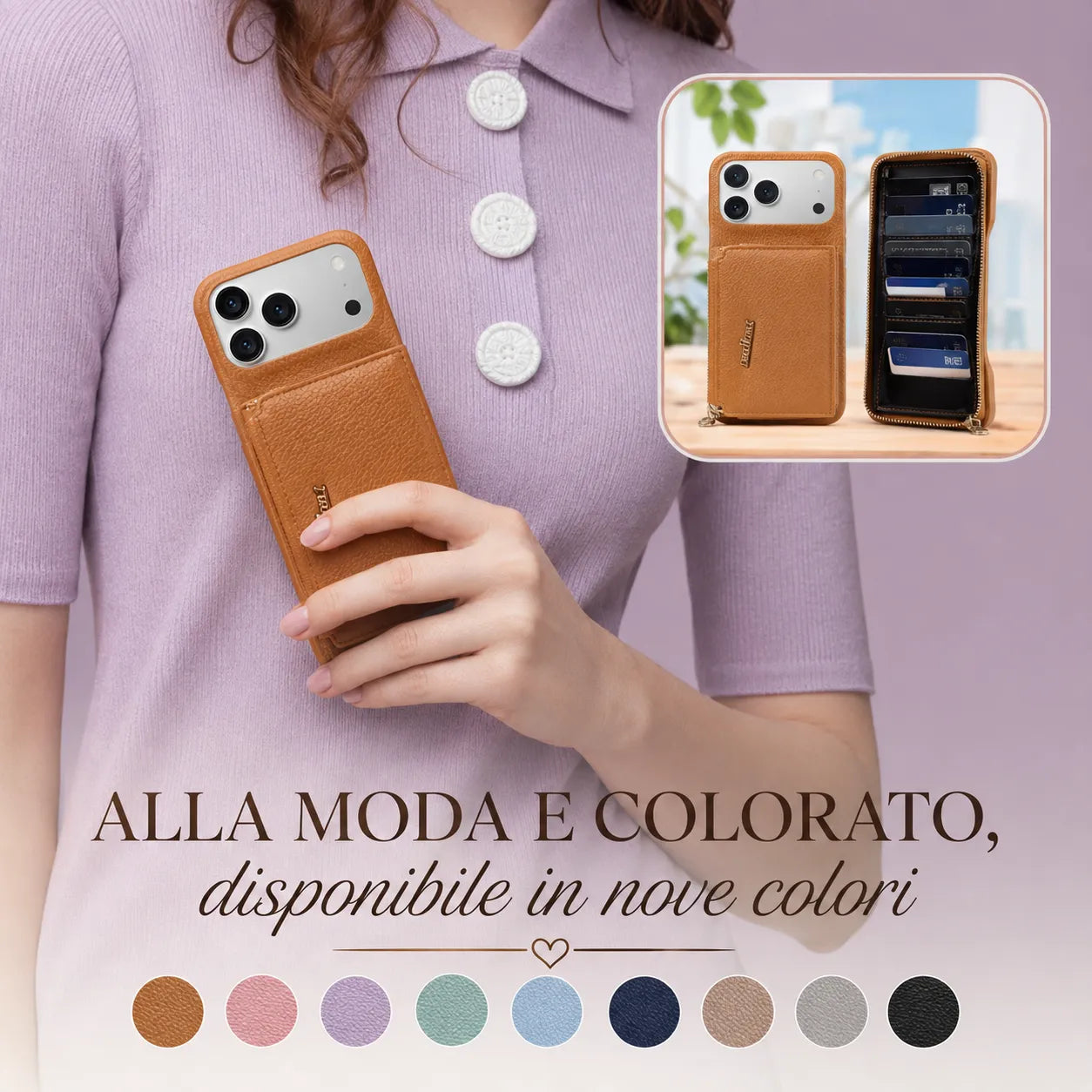 Custodia Portafoglio 3 in 1: telefono, carte e contanti, sempre con te