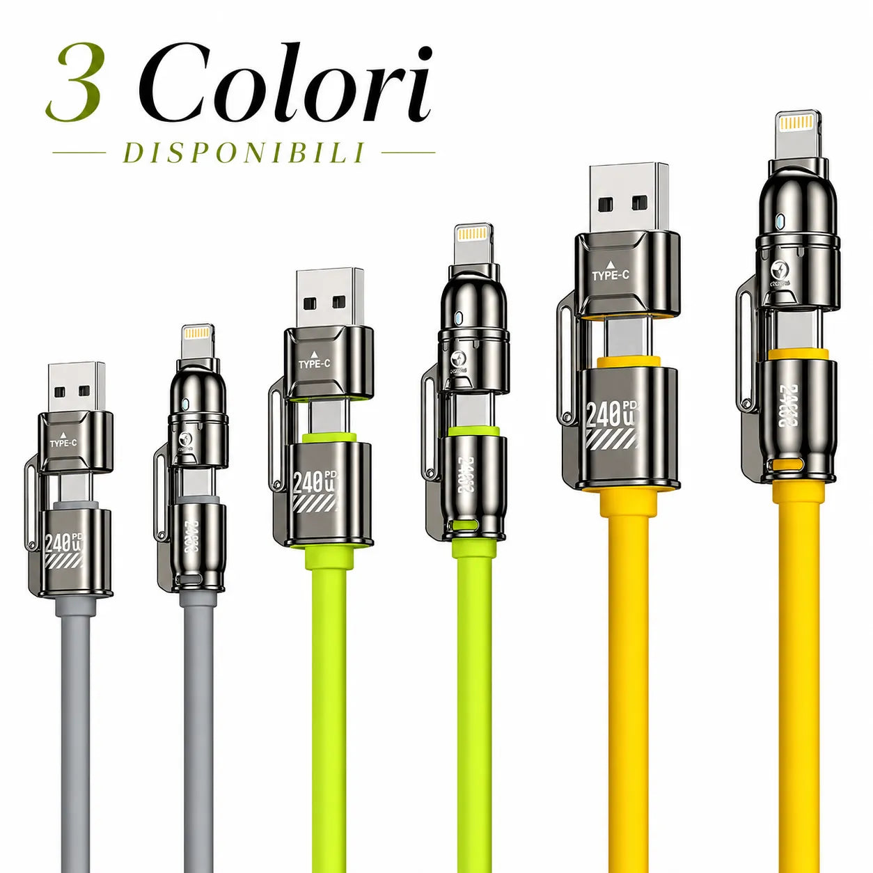 Cavo di Ricarica 4 in 1: 240W di potenza, un solo cavo per tutti i dispositivi