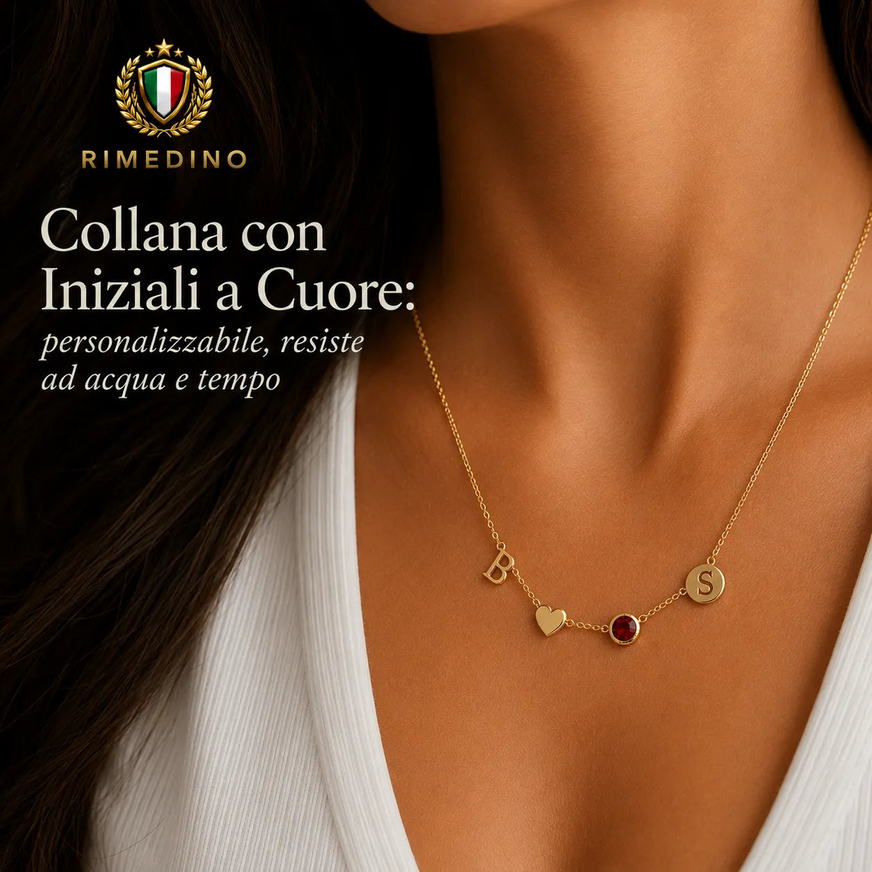 Collana con Iniziali a Cuore: personalizzabile, resiste ad acqua e tempo