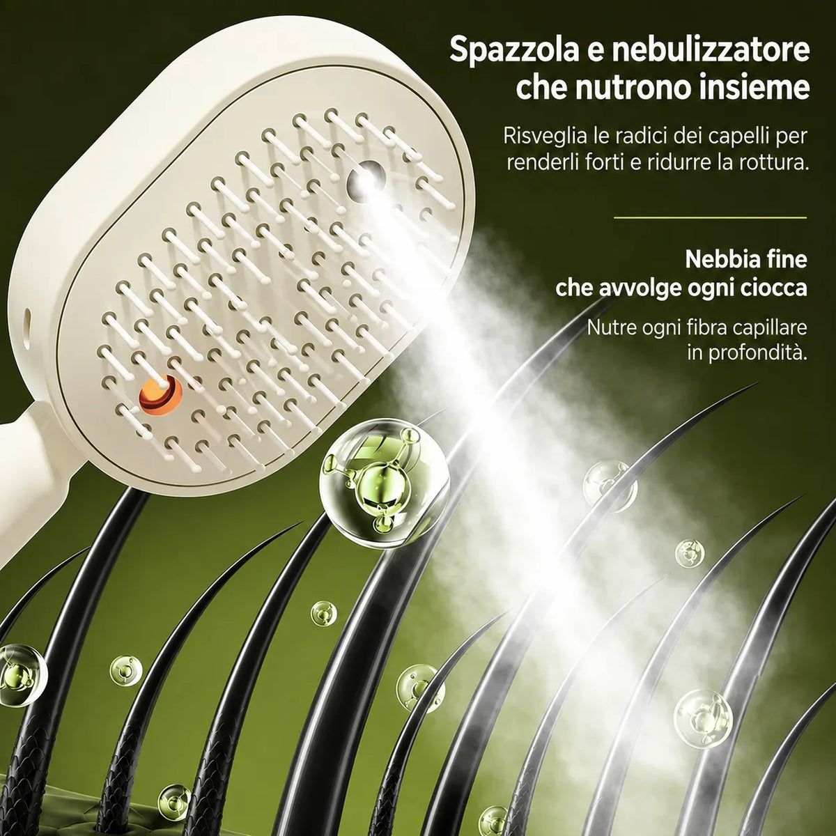 Spazzola Elettrica con Spray e Massaggio: cura del cuoio capelluto, senza nodi