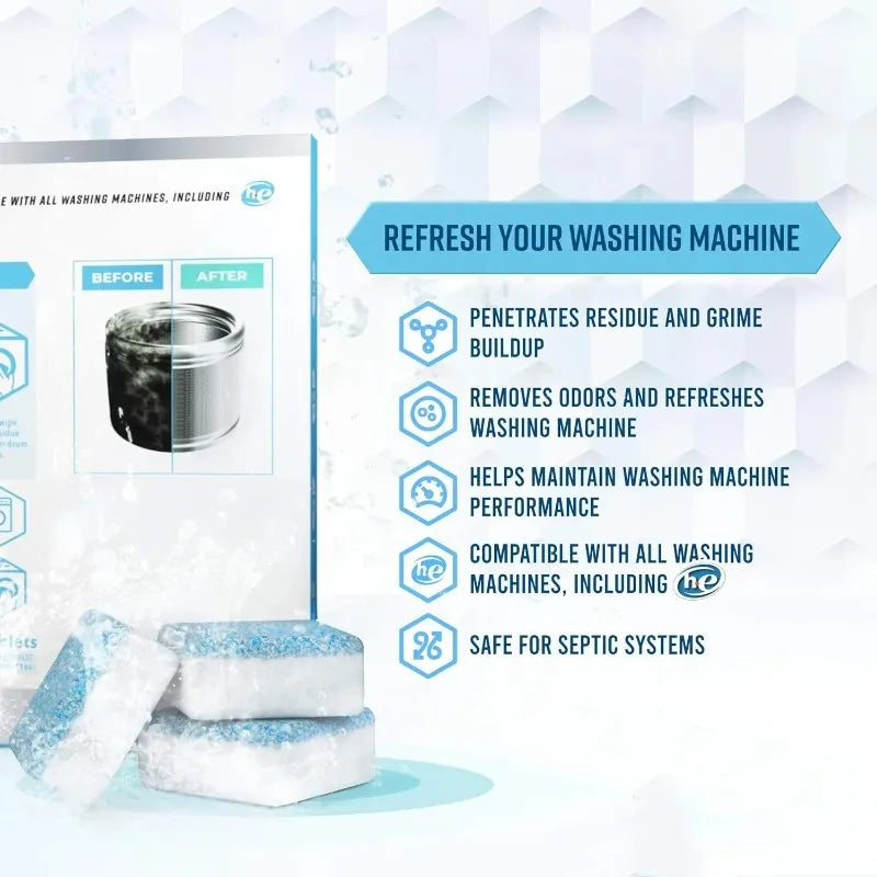 Washing Machine Cleaner  Pack-Deep Cleaning Tablets Odor Removing Tablets for Washer Laundry Supplies Cleaning Products for Home