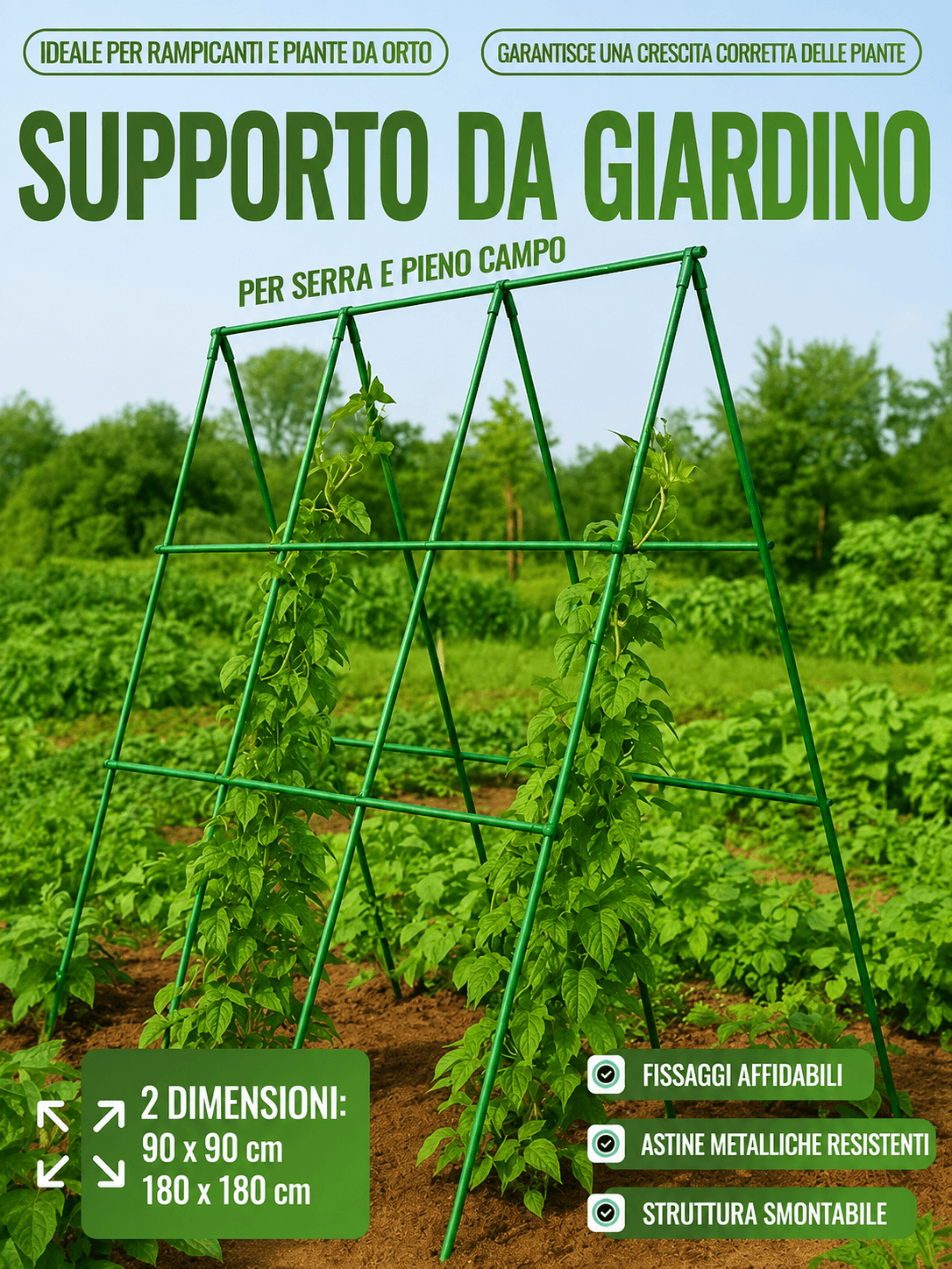Supporto da Giardino Regolabile: sostiene ogni pianta, senza piegarsi
